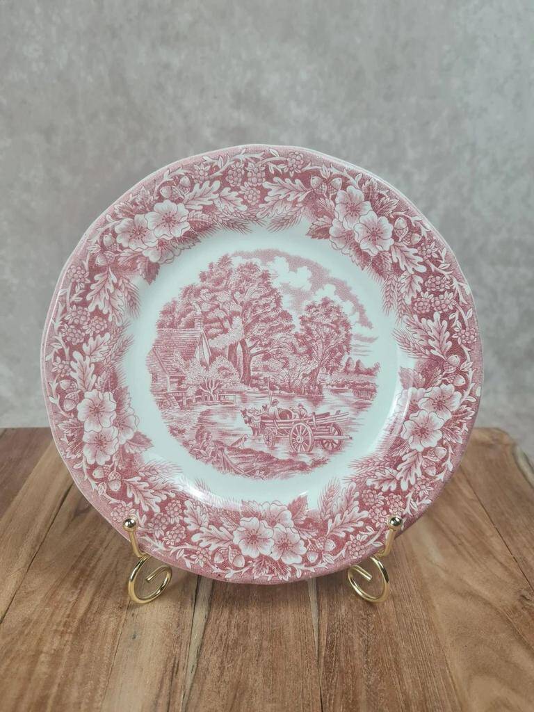 Vintage Italian plate country decor pink – Ceramica Quadrifoglio