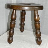 Vintage turned wood tripod stool 1950-60