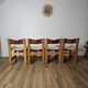 Solid Elm and cream leather chairs, Maison Regain, 1960s.