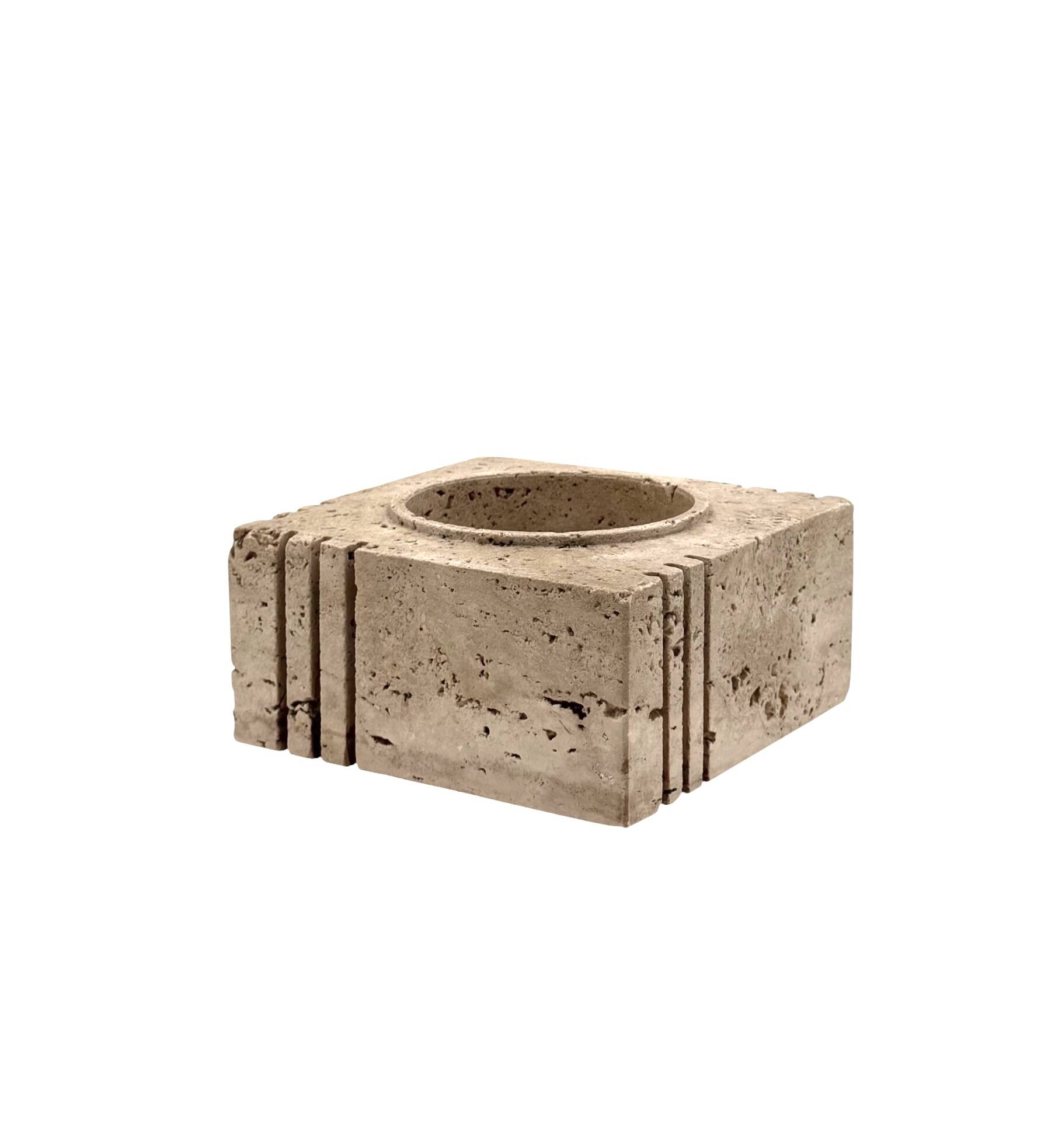 Travertine cubic vide poche / ashtray, Cerri Nestore, Italy, 1970s