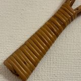 Vintage rattan tennis racket mirror