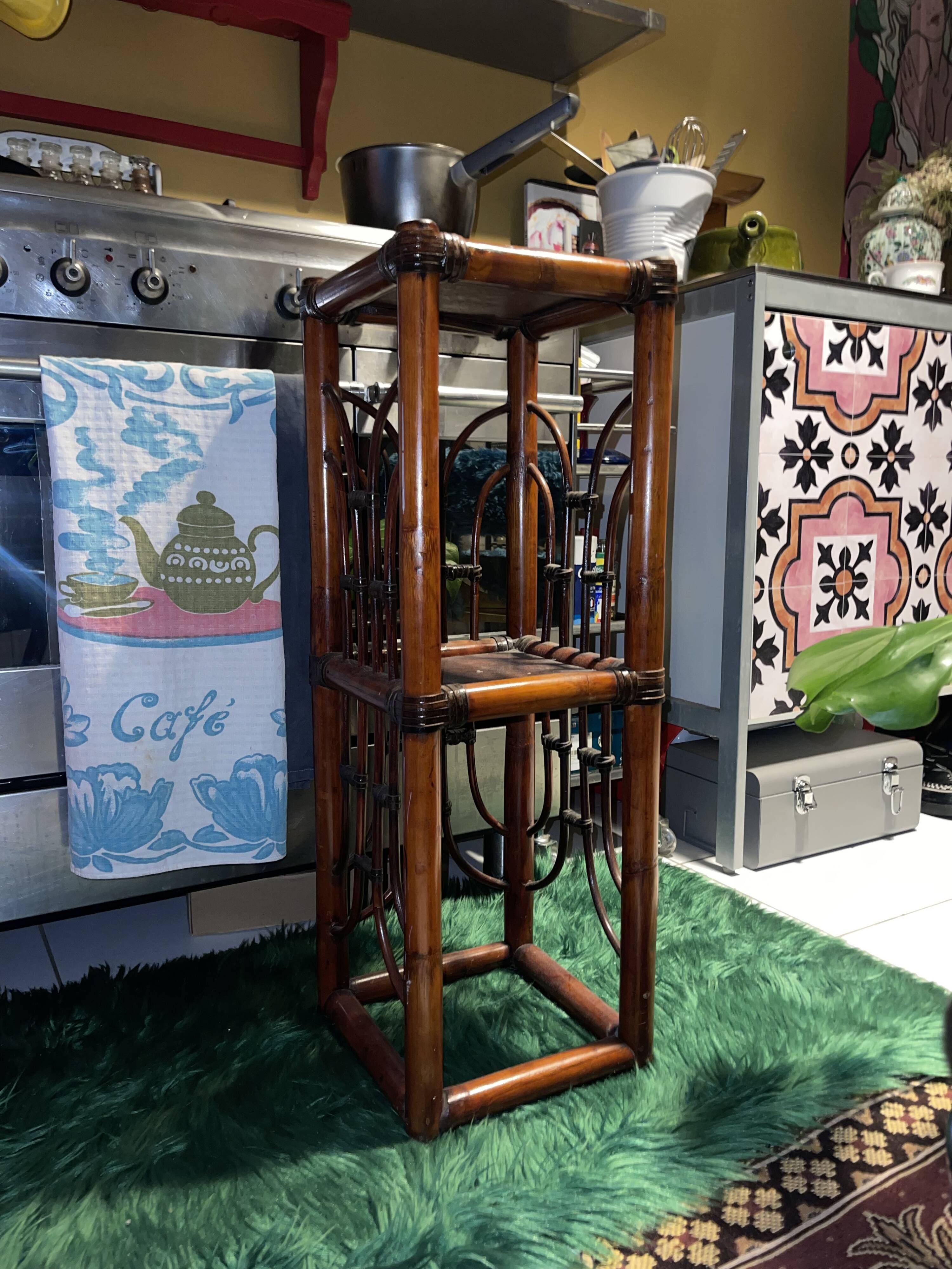 Polynesia handcrafted bamboo shelf/bookcase/side cabinet — vintage TBE