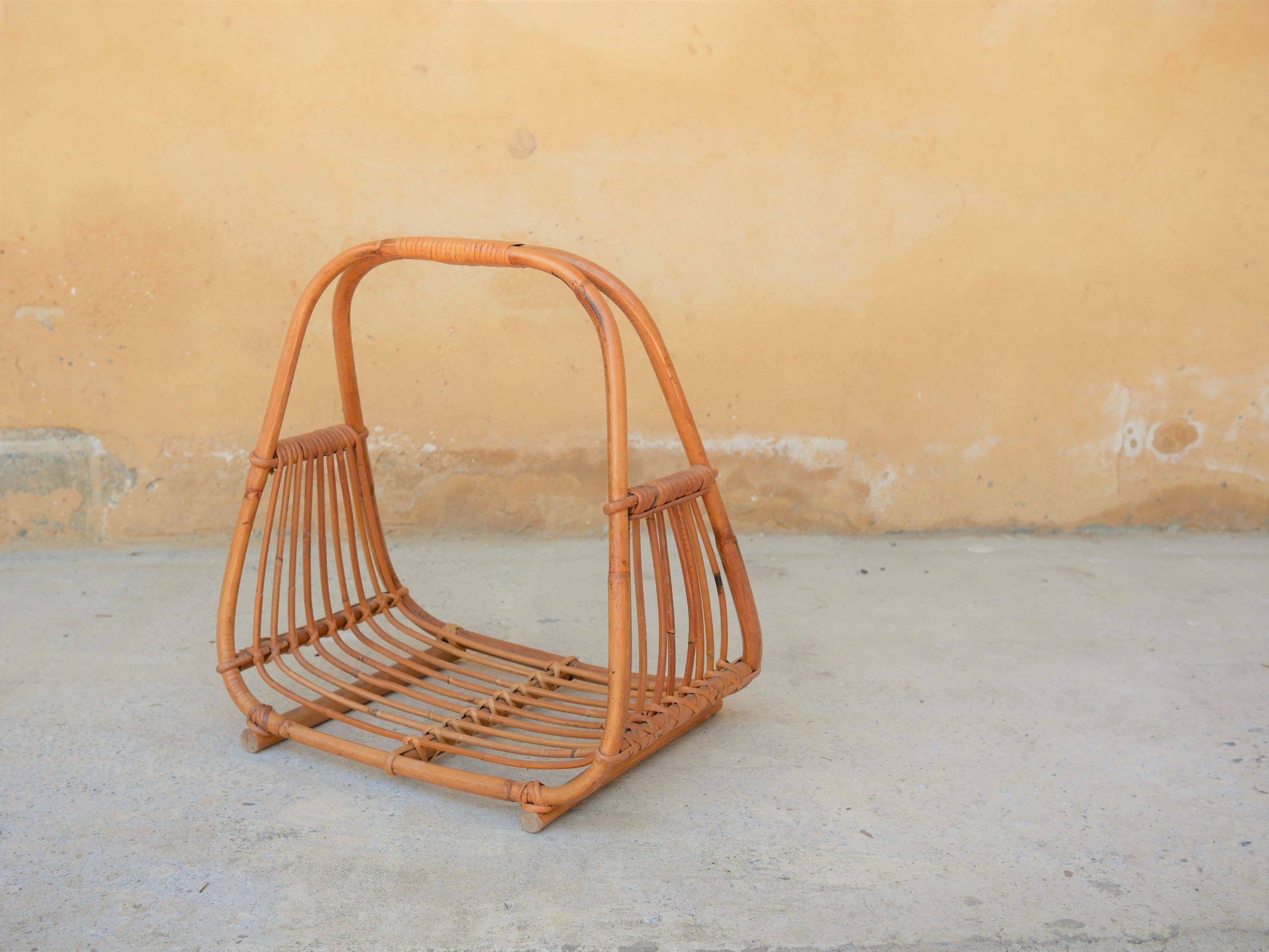 Vintage rattan log holder