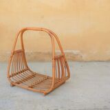 Vintage rattan log holder