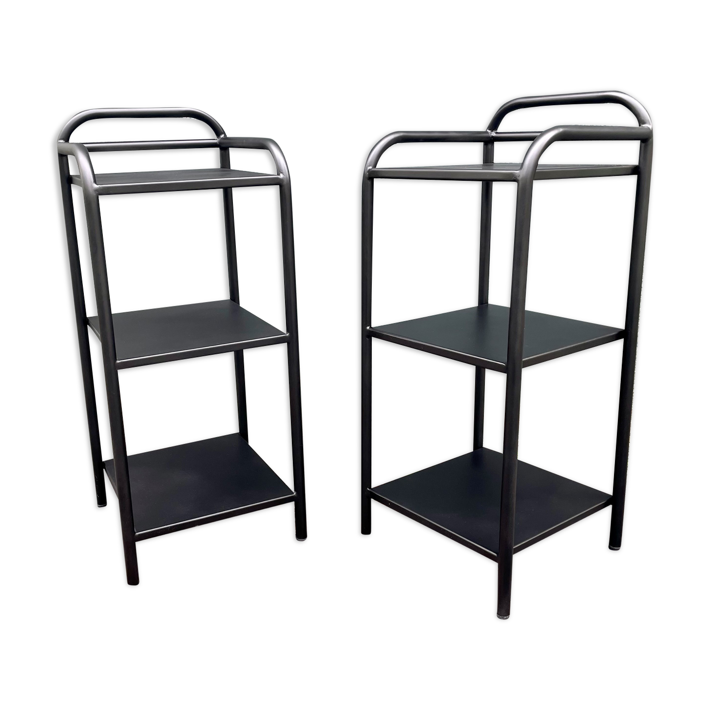 Pair of old military hospital bedside tables