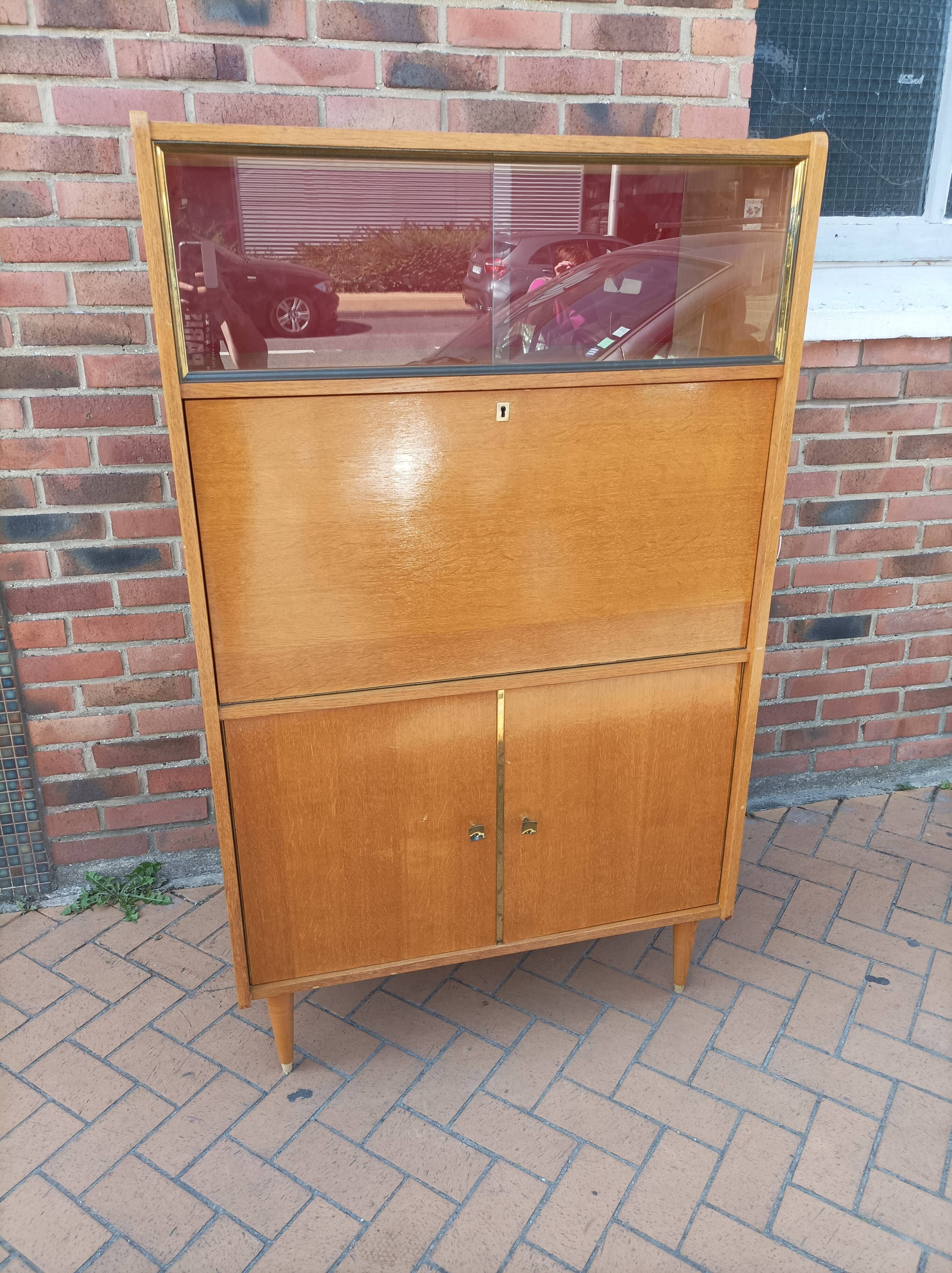 Old furniture secretary scandinavian showcase vintage wood