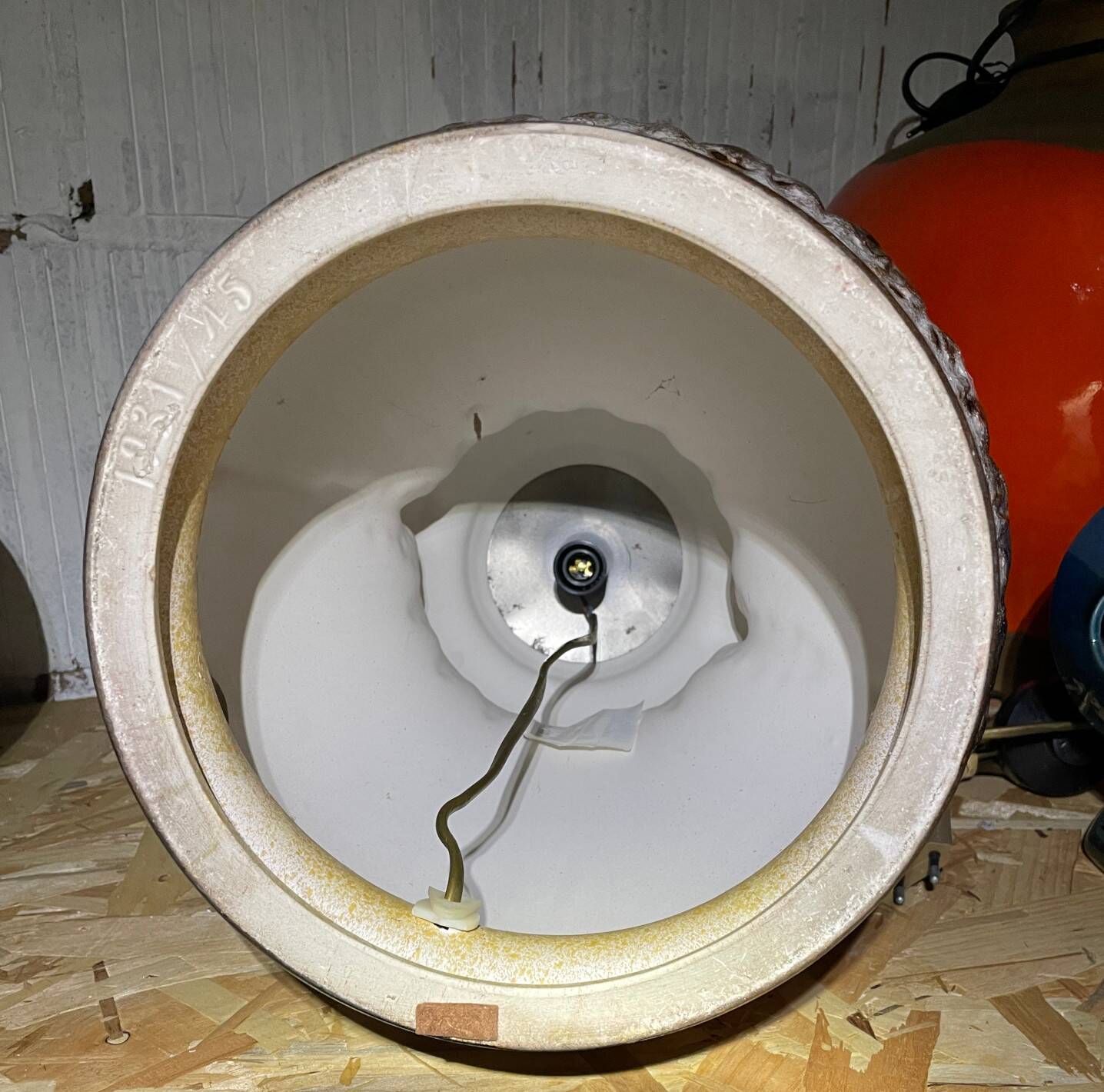 Fougère floor lamp in fabric and brown ceramic, 1970