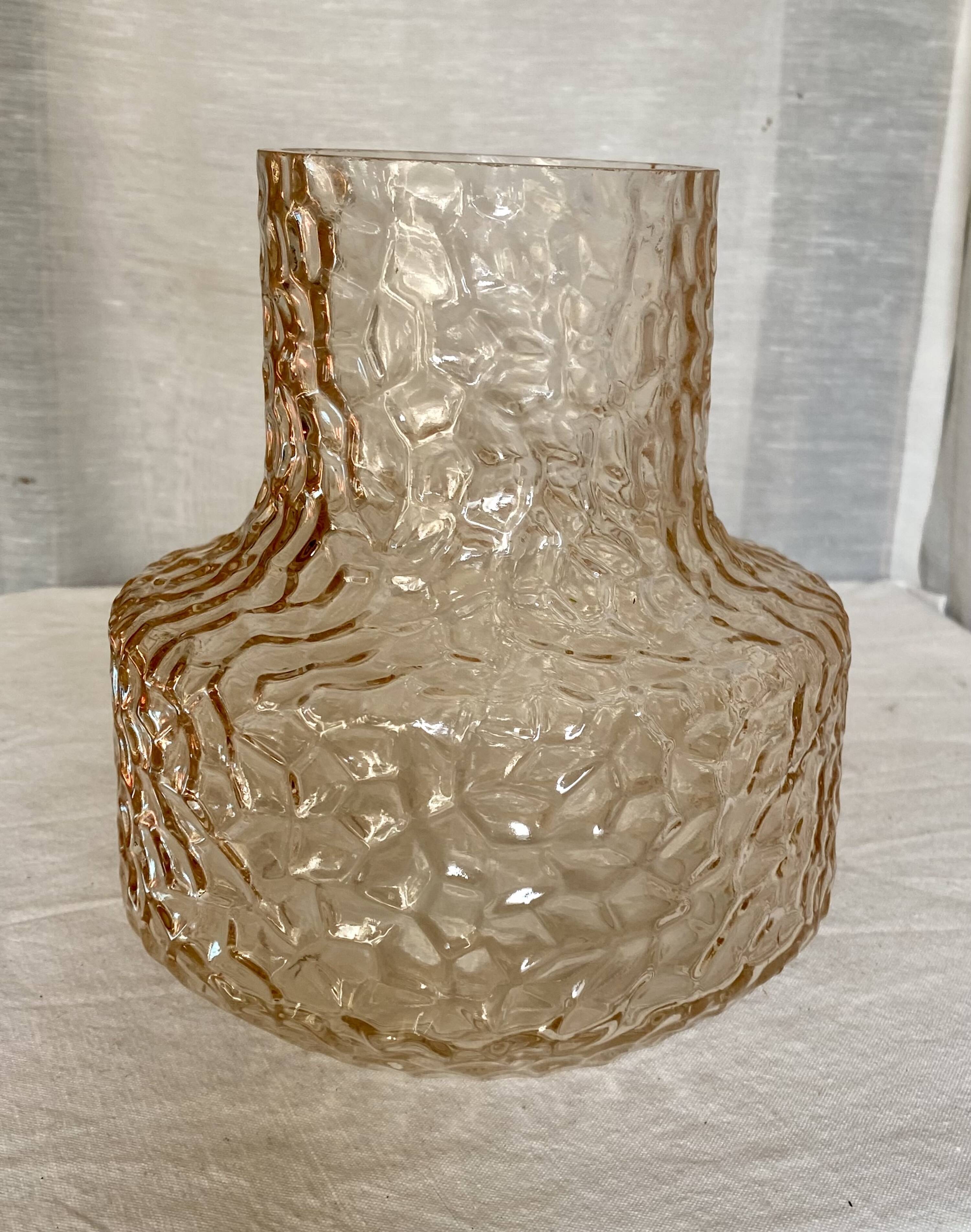 Vintage Scandinavian vase from the 1960s, textured tinted glass