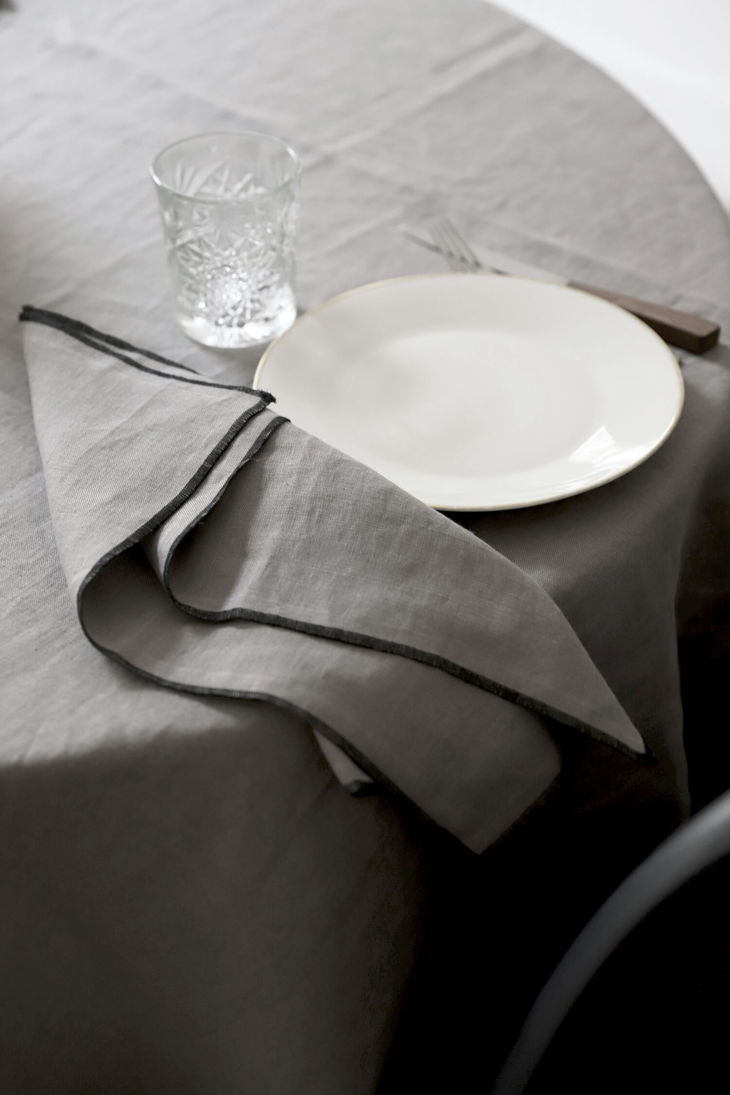 Mouse-grey linen tablecloth