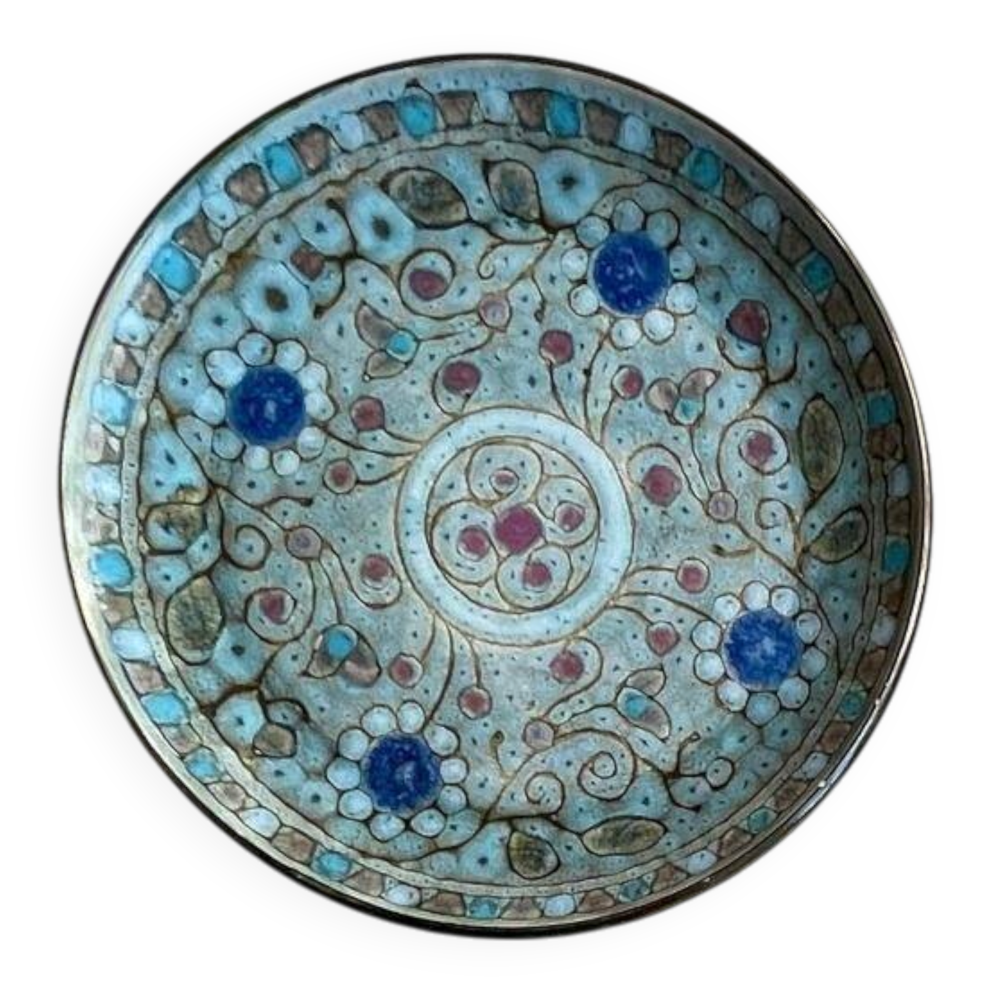 Assiette plate en céramique émaillée, Danuta Le Hénaff