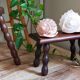 Pair of vintage solid turned wood footstools