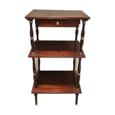 Table d'appoint en acajou, cuir et laiton