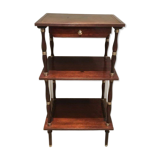 Table d'appoint en acajou, cuir et laiton