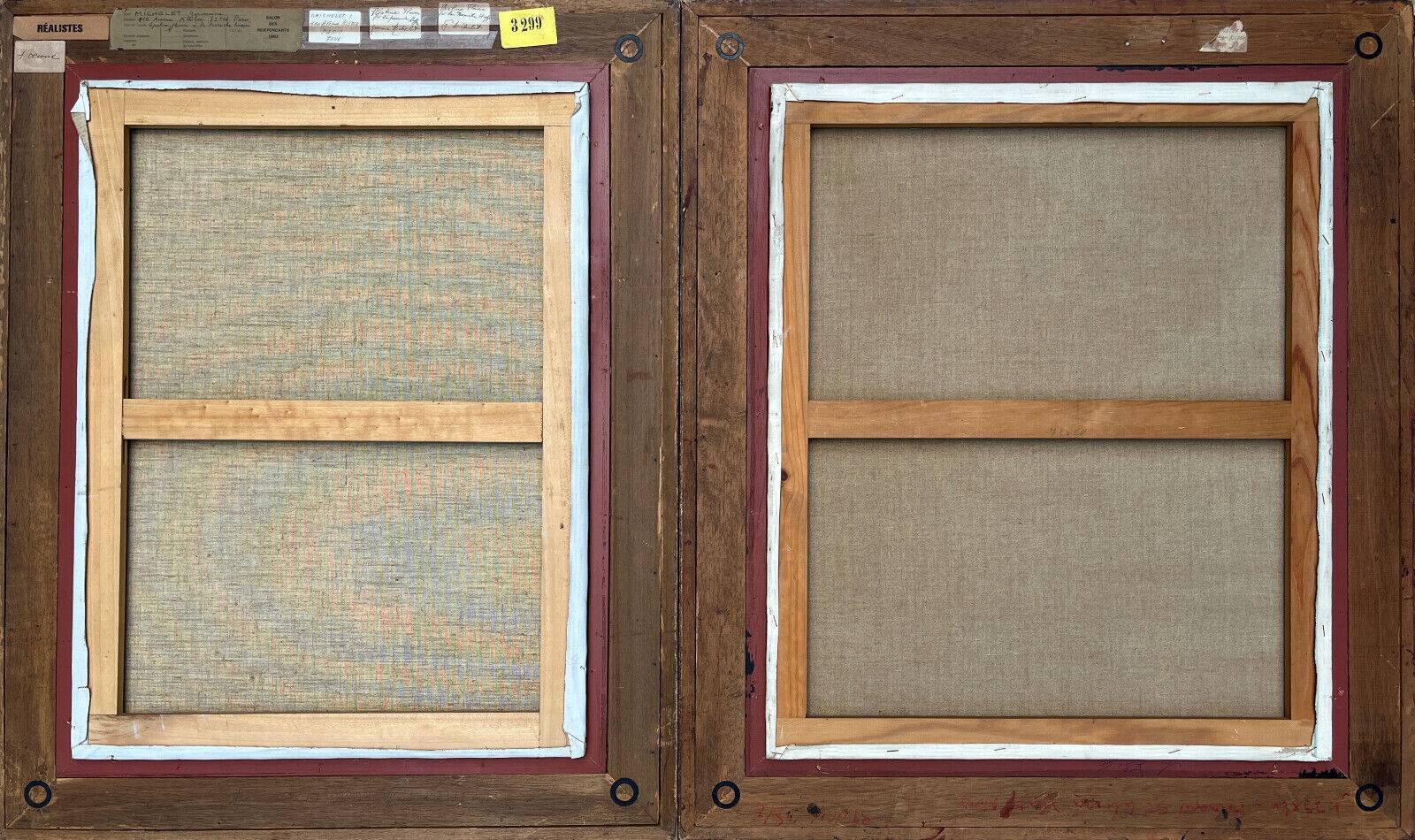 Pendant Gd Tableaux HST "Bouquet of flowers" signed Germaine Michelet + frame