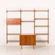 Poul Cadovius rare 3 bay wall unit with a large desk or table for Cado