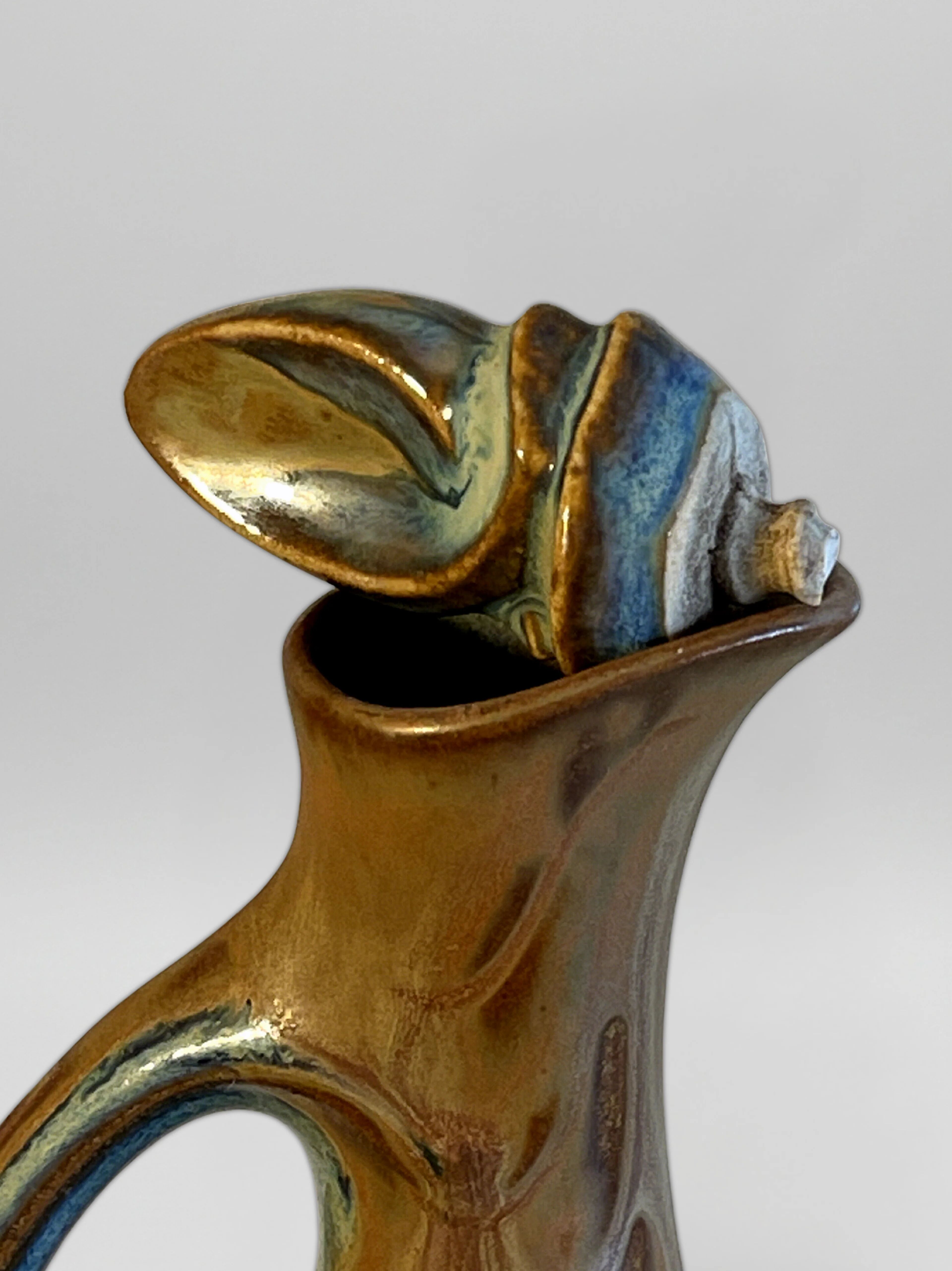 Service à liqueur en grès émaillé signé Denbac – France, années 50–60