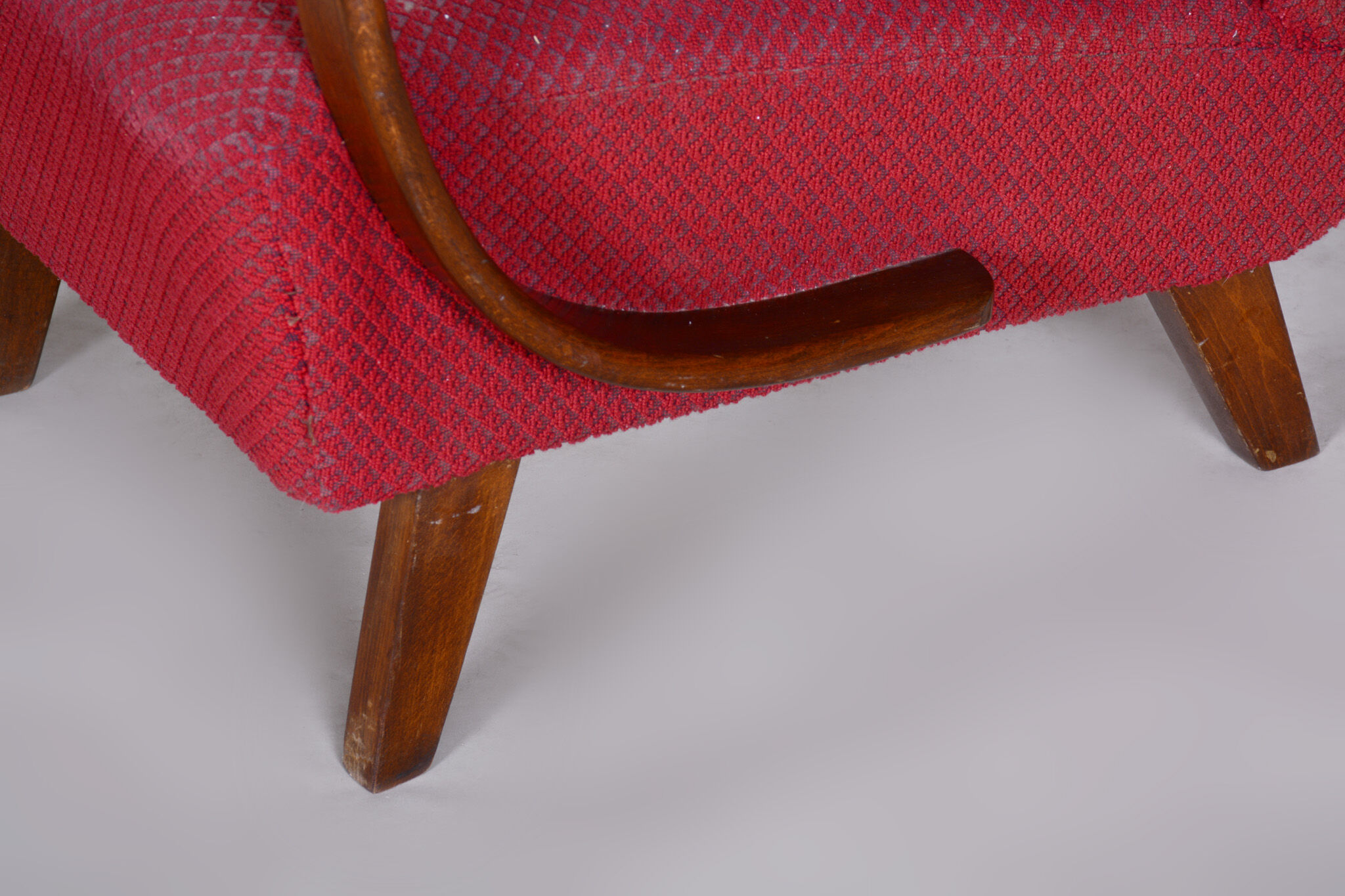 Red art deco armchair - 1930s czechia