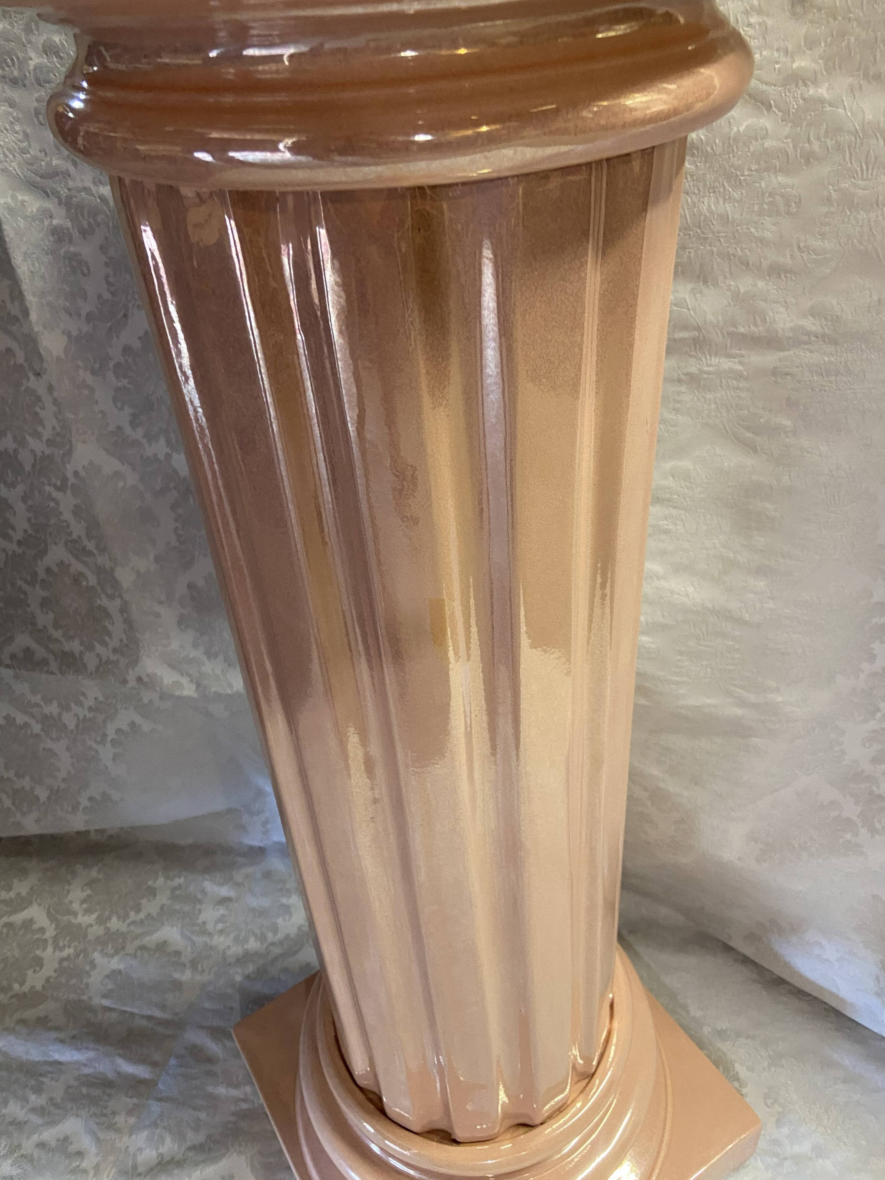Elegant Metal Stucco Lacquered Pedestal Column with Doric Capital