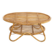 Oval Wicker Coffee Table with Lower Shelf