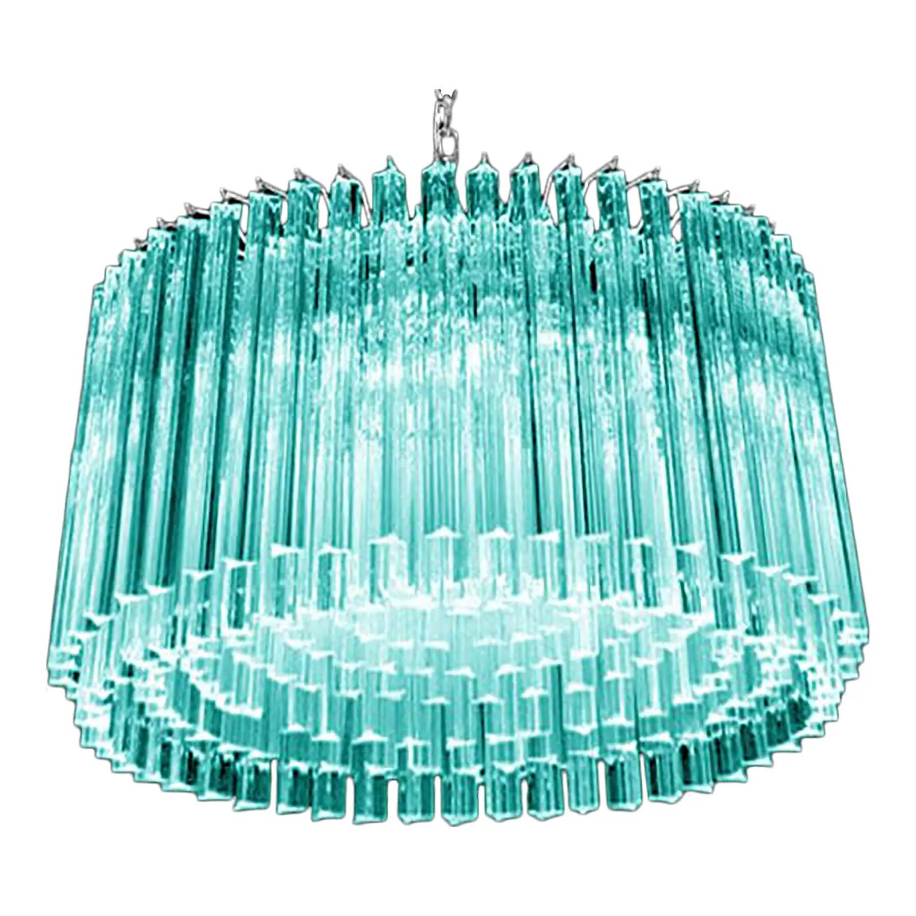 Mid-Century Modern Italian Light Blue Triedro "Concava" Chandelier