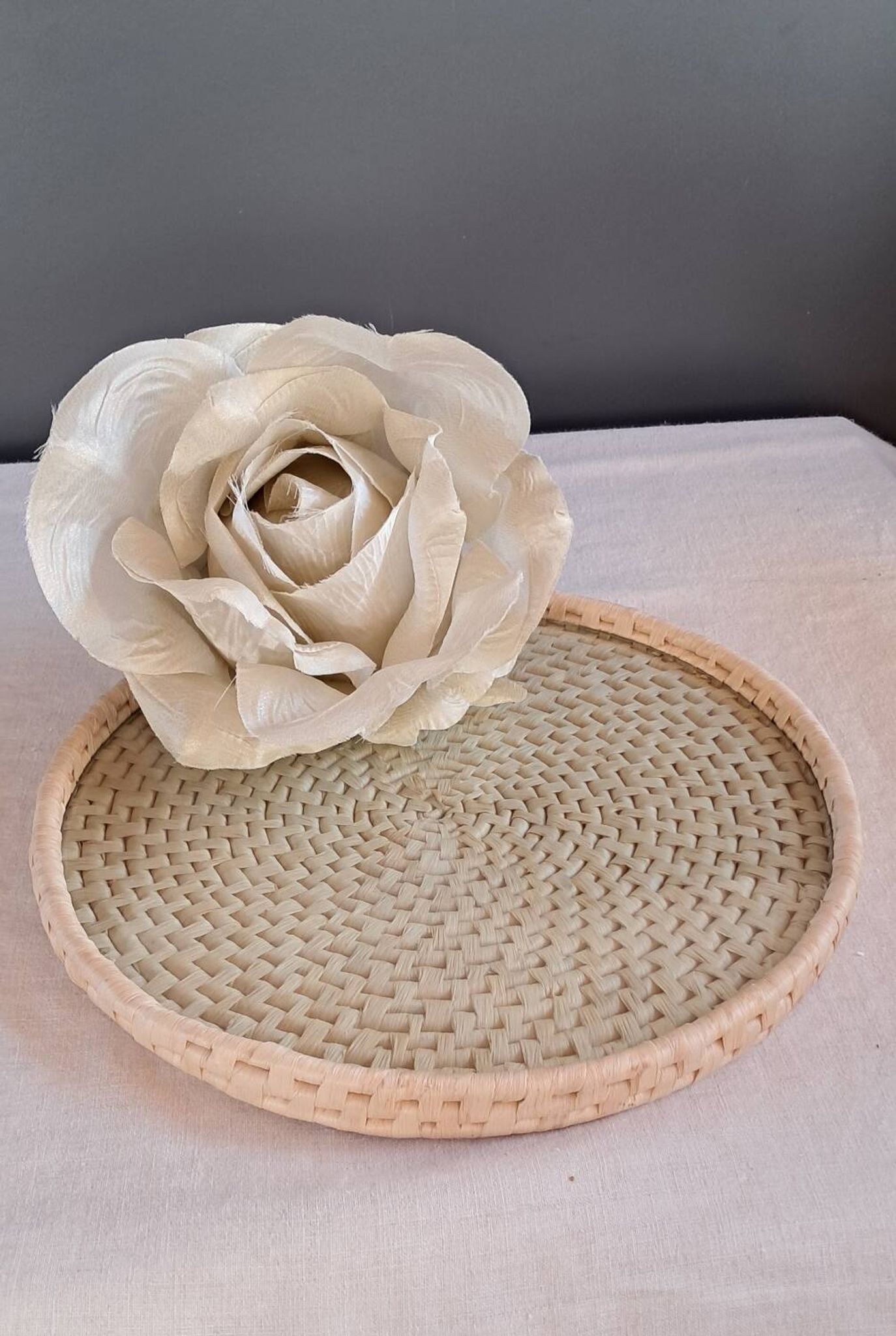 Varnished rattan tray