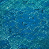 Handmade hi-low pile oriental 1970s 201 cm x 291 cm turquoise carpet