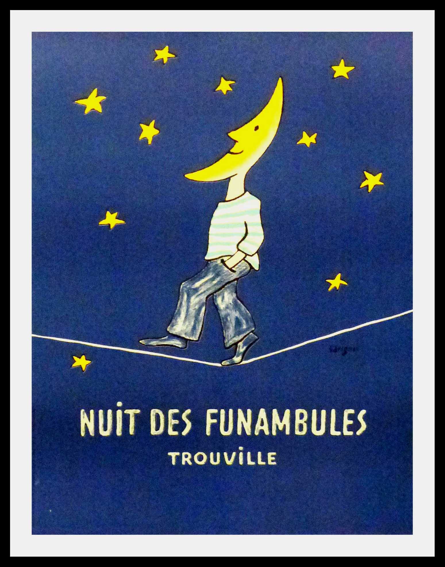 Old poster Trouville the night of the tightrope walkers Savignac 1985