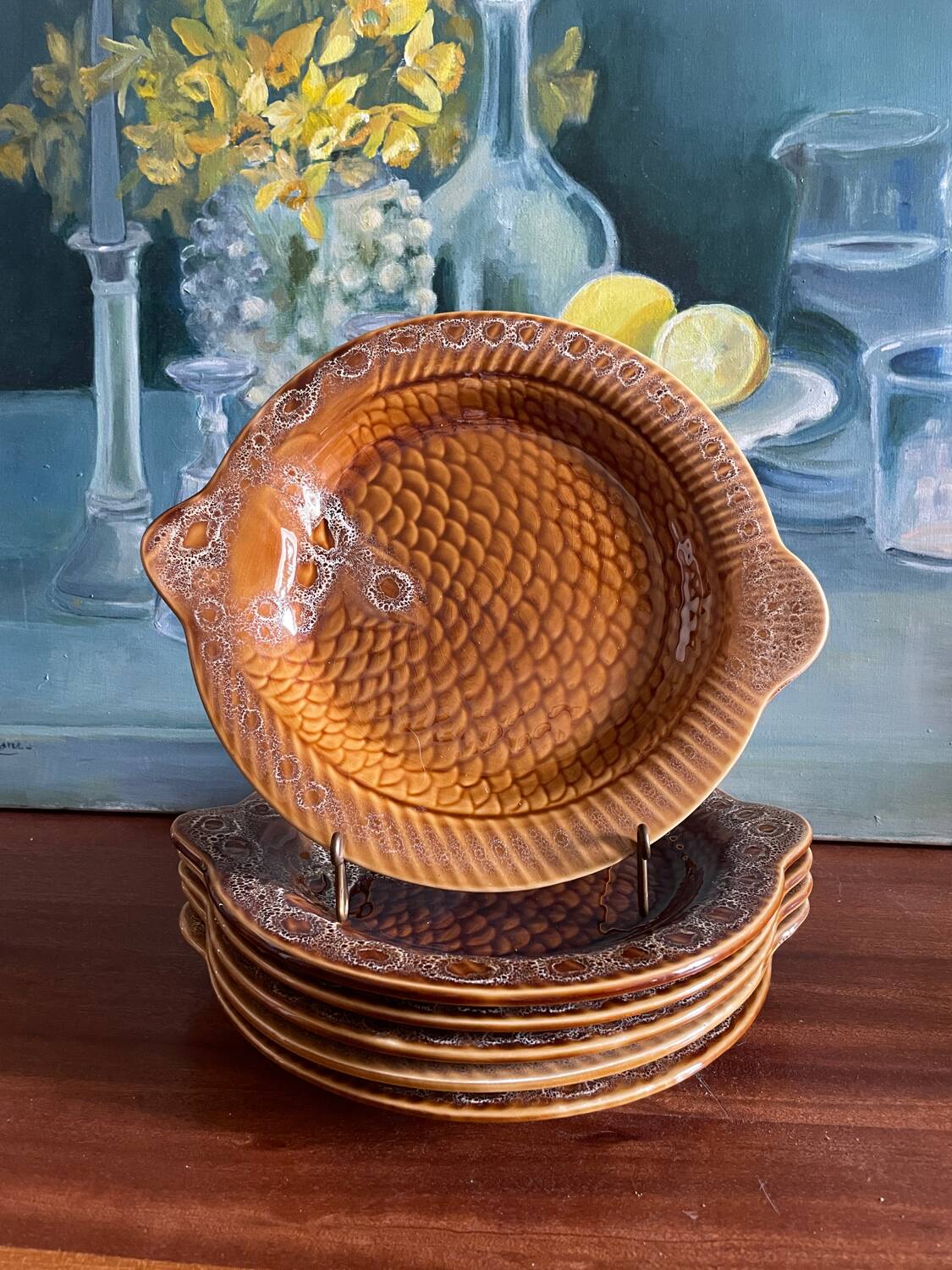 6 fish plates Sarreguemines