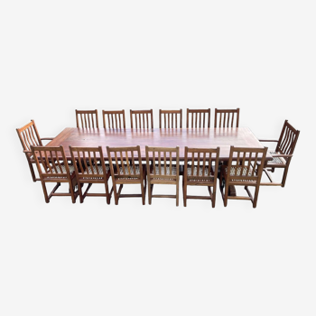 Mahogany set (ipe) composed of a table, 14 chairs and 2 armchairs - work from the 70s