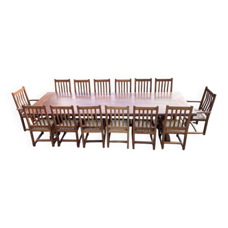 Mahogany set (ipe) composed of a table, 14 chairs and 2 armchairs - work from the 70s