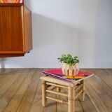 Small rattan and bamboo stool 1970
