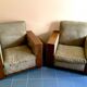 Pair of modernist Art Deco armchairs in alcantara and walnut, 1930