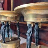 Italian Empire Bronze and Brass Tazzas with Sphinxes, 1800s, Set of 2