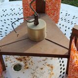 70s Scandinavian style chandelier in wood and orange granite resin 3 lights