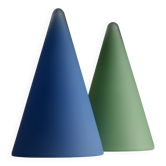 2 lampes SCE Teepee grand modèle Habitat en verre dépoli bleu et vert
