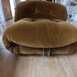 Soriana set of 4 pieces including a 4-seater sofa, 2 armchairs, and a pouf by Tobia and Afra Scarpa, Italy.