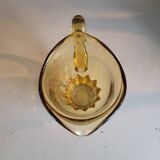 Pichet vintage en verre teinté jaune