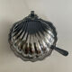 Vintage shell butter dish in stainless steel and blue glass