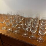 Set of 13 engraved glass shot glasses