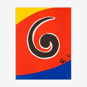 Original Astonishing Calder « Swirl » Limited Edition Print Lithograph 1974 (Braniff Airplines)