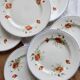 6 assiettes plates anciennes faience Salins - Modèle coquelicot