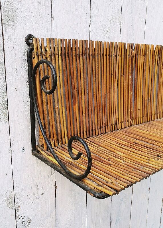 Wrought iron and rattan design vintage storage