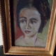 Portrait of young woman table XX century