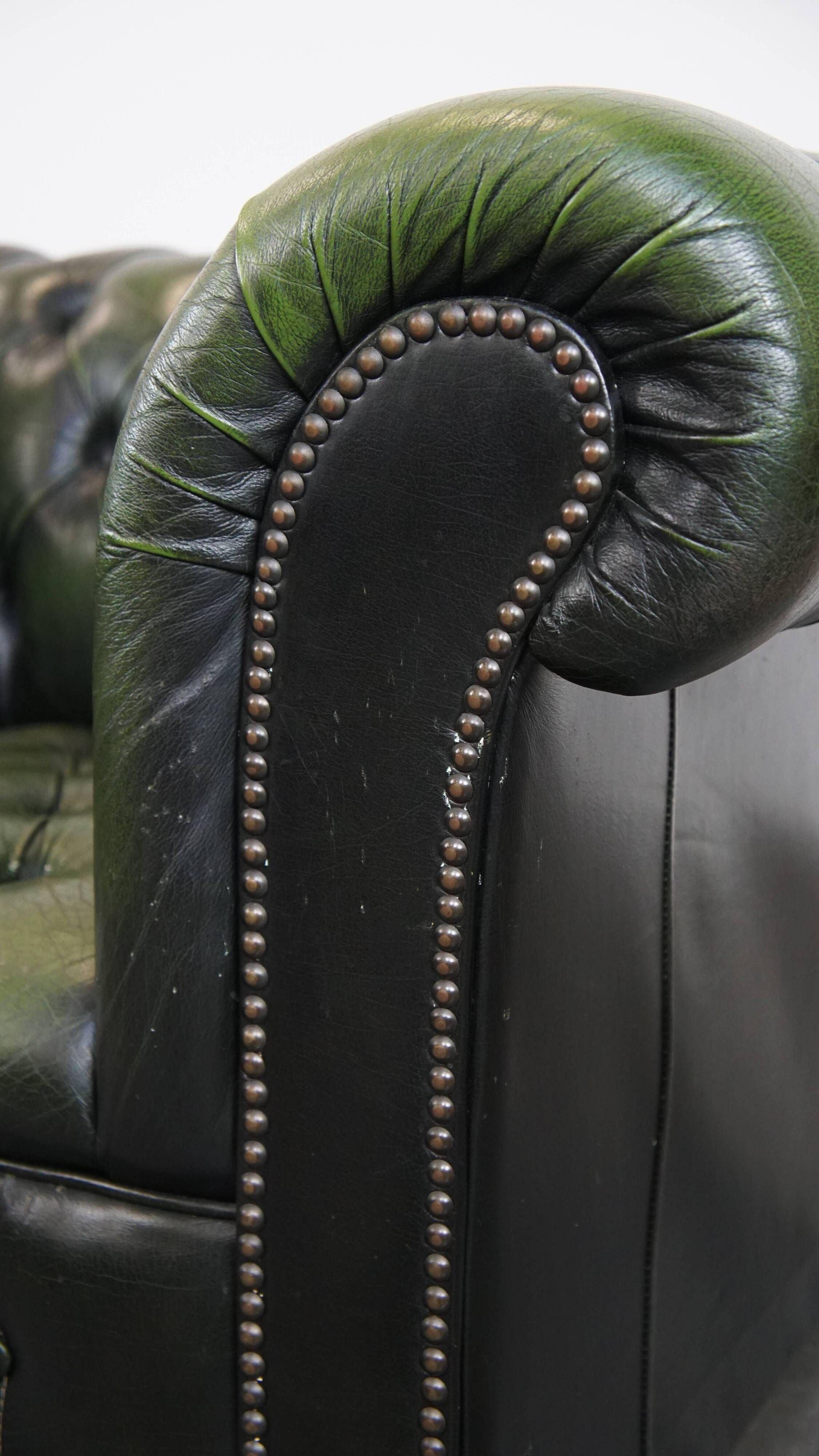 Green English Vintage Chesterfield Club Chair