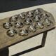 Set of 14 triangular glass ashtrays D13