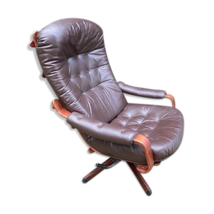 Fauteuil scandinave lounge - cuir