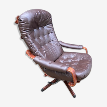 Scandinavian armchair lounge G. Möbel Nassjo leather 1970