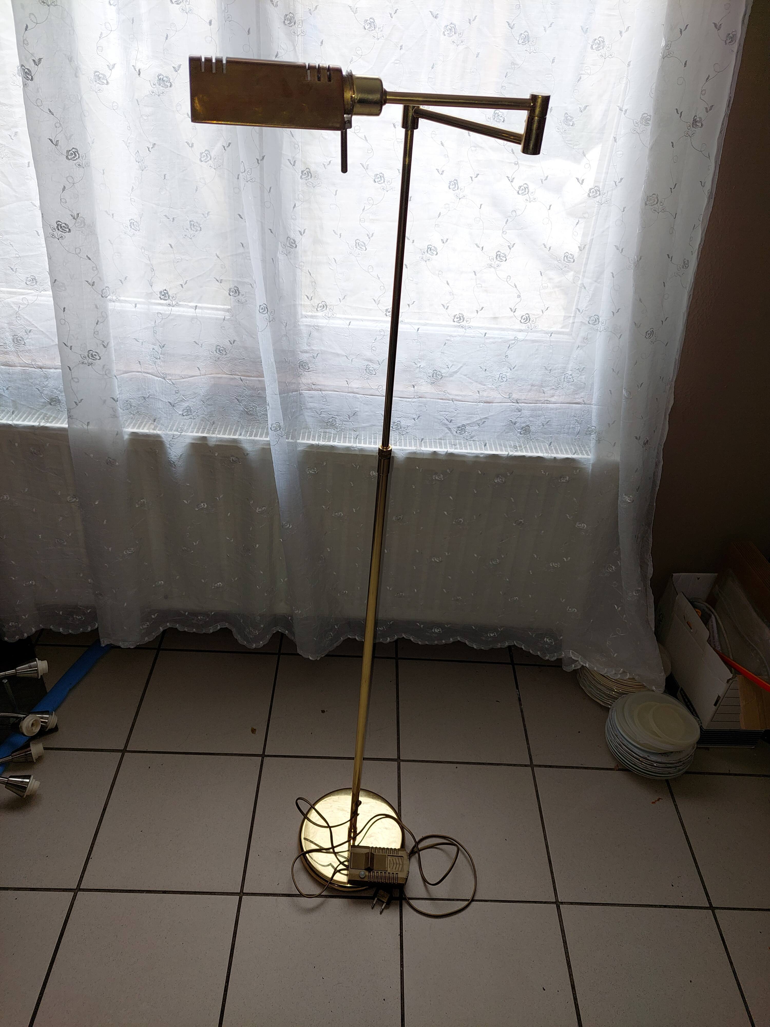 Vintage brass e-reader floor lamp