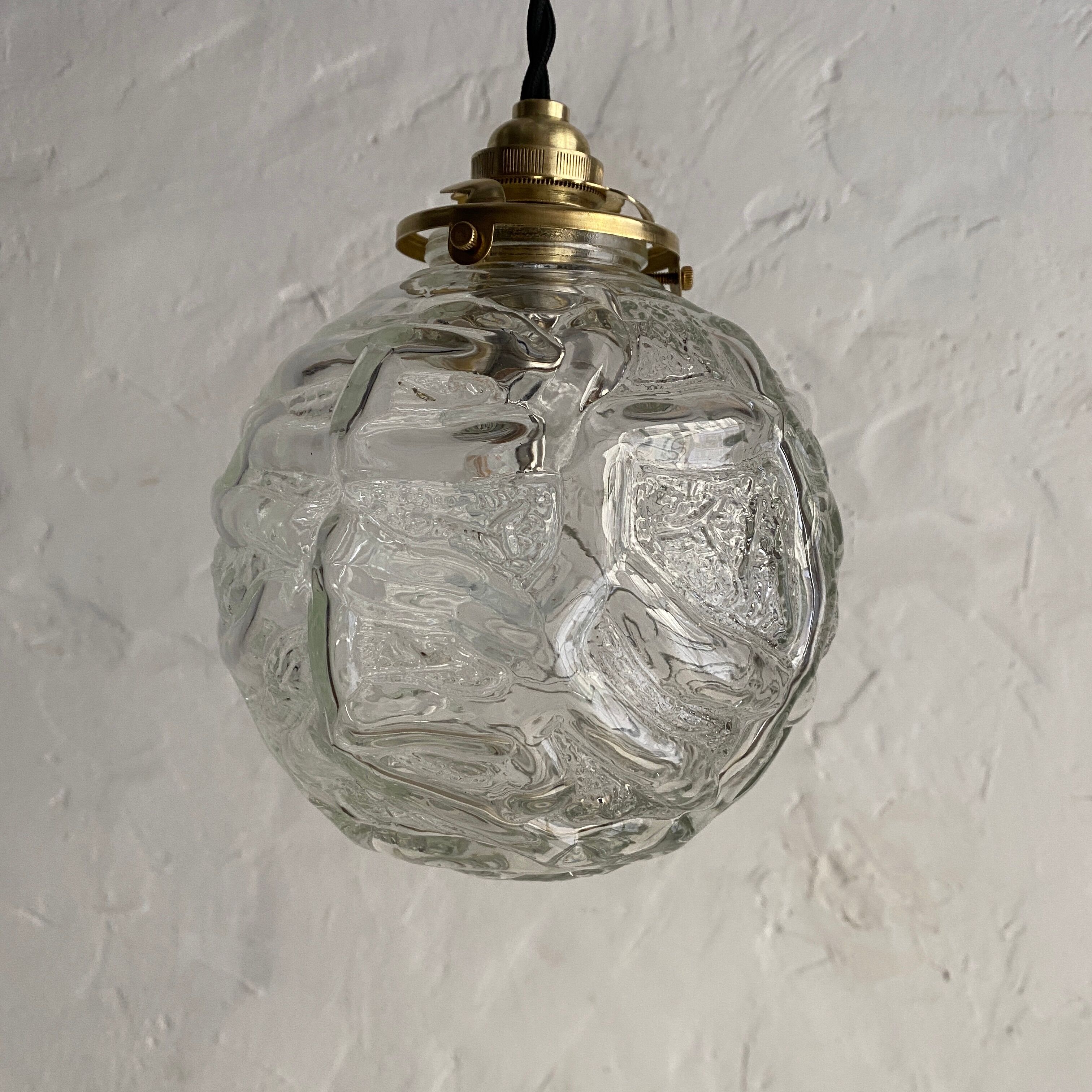 Lot 3 vintage glass hanging lamps