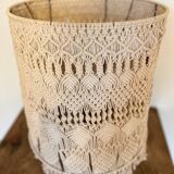 Olive wood and macramé lamp